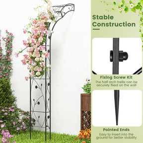 Giantex - 2 Half Garden Arch Trellis, 8.2ft Metal Garden Gazebo