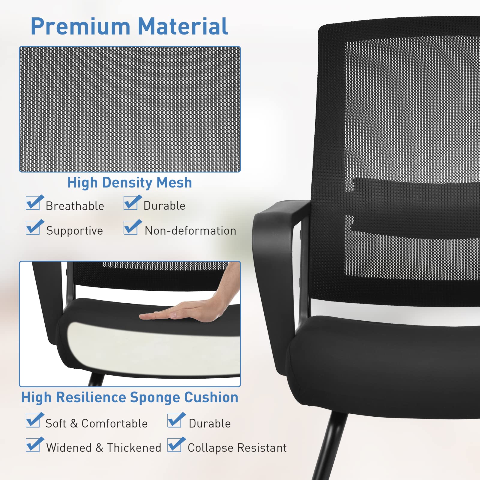 Giantex Visitor Chair, Meeting Room Chair w/Adjustable Lumbar Support