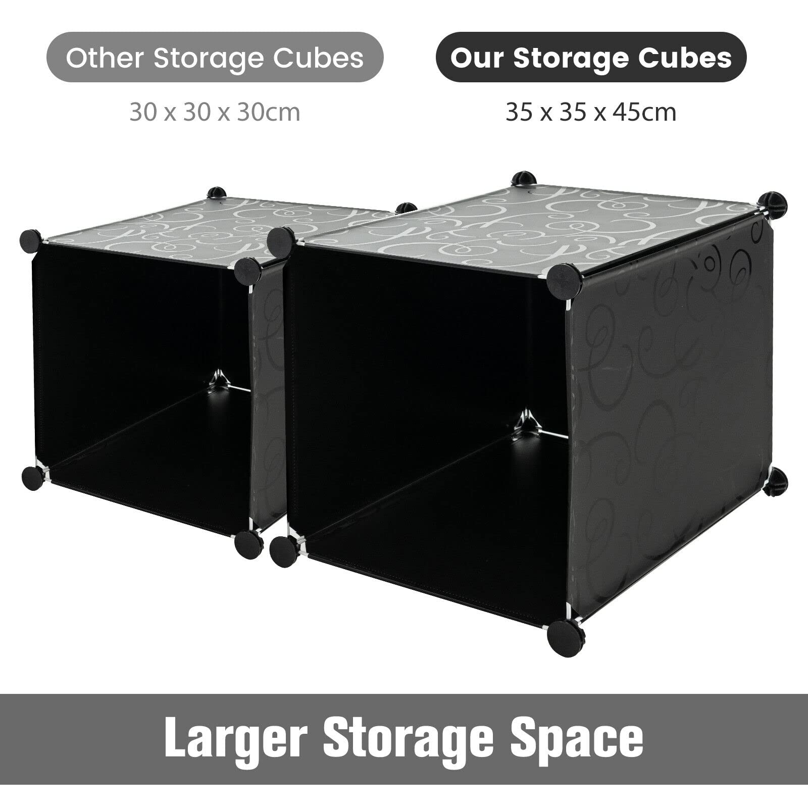 Giantex 16-Cube Storage Organizer DIY Modular Closet Storage Cabinet with Hanging Poles for Clothing Black