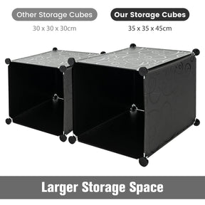Giantex 16-Cube Storage Organizer DIY Modular Closet Storage Cabinet with Hanging Poles for Clothing Black