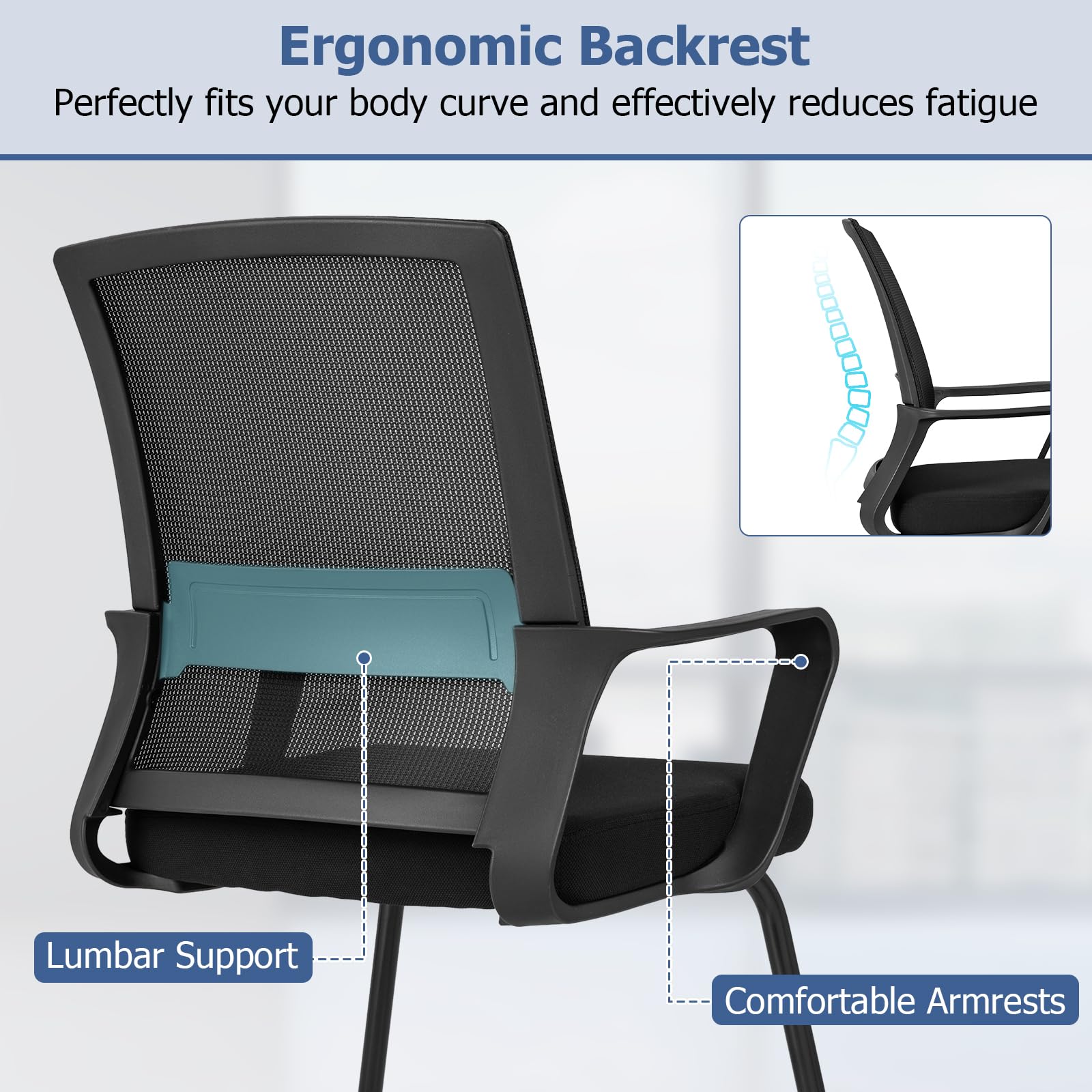 Giantex Office Guest Chair, Conference Reception Chair w/Lumbar Support & Sled Base