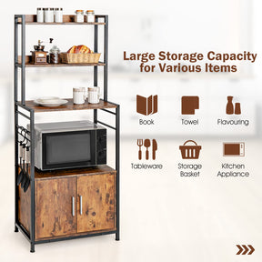 Giantex 4-Tier Baker’s Rack, Kitchen Storage Cabinet w/ 3 Tier Hutch Shelf, Industrial Microwave Oven Stand