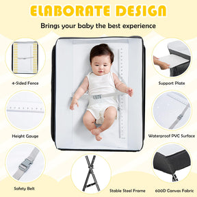 Foldable Baby Changing Table Portable Nursery Stand Organiser for Infant Newborn w/Large Storage Basket & Safety Belt