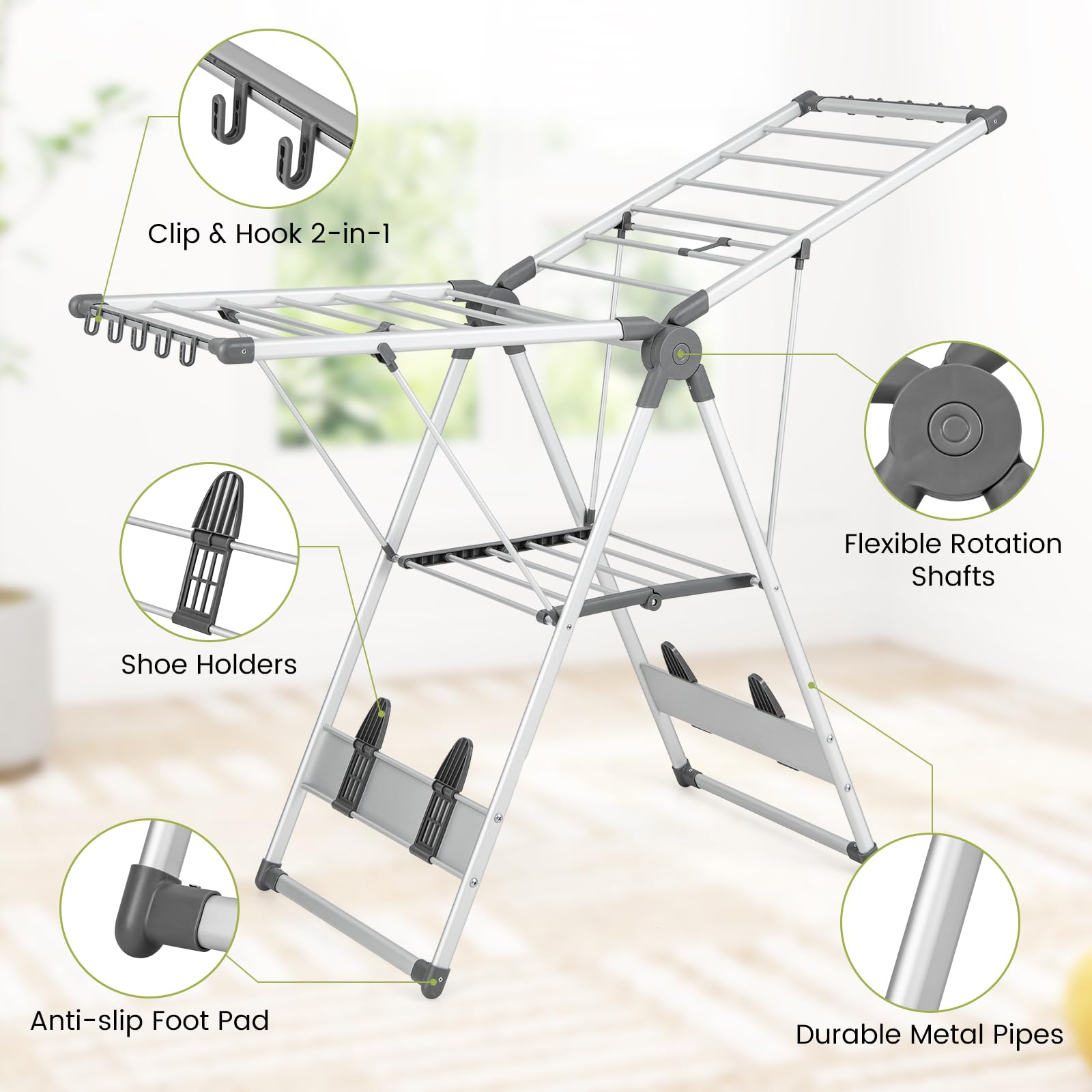 Giantex Clothes Drying Rack, 2-Layer Folding Laundry Drying Rack