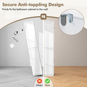 Tall Bathroom Cabinet Freestanding Storage Cupboard Narrow Corner Floor Cabinet