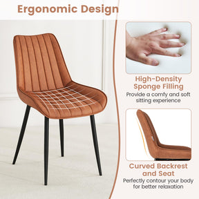 Giantex Dining Chair Set of 2, Faux-Leather Fabric Kitchen Dining Room Chairs, Upholstered Leisure Chairs w/Metal Legs