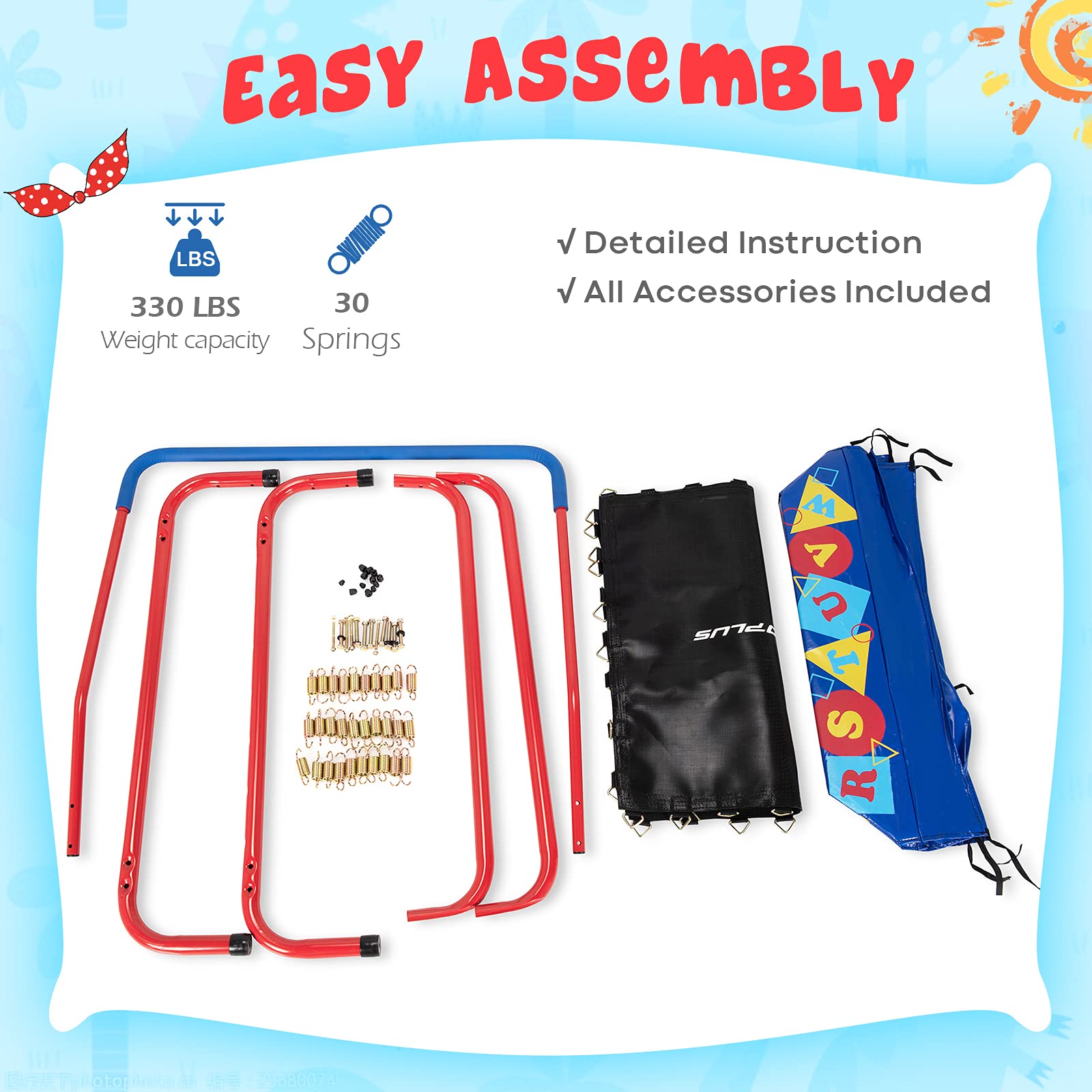 Baby JOY 36” Square Toddler Trampoline