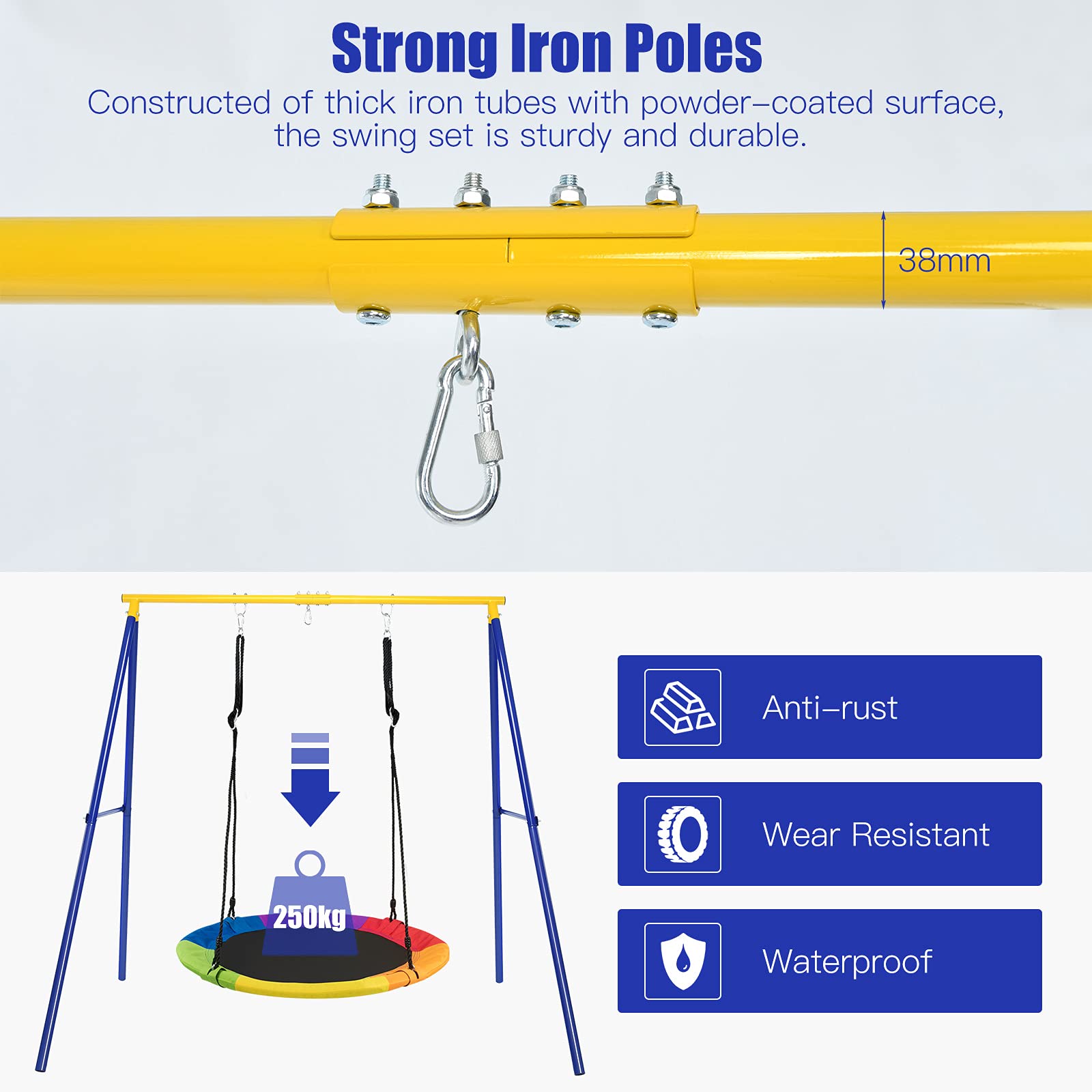 Metal Swing Stand, Steel A-Frame Hammock Frame, Extra Large Heavy Duty, Only The Frame