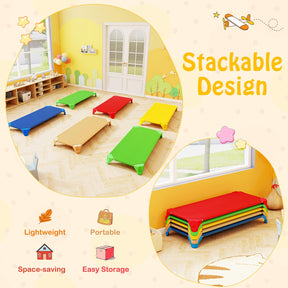 6 Pack Stackable Children's Nap Time Cots with Metal Frame and Oxford Cloth