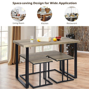 4 Piece Dining Table Set, Counter Height Table Set w/One Long Bench & Two Stools for 4