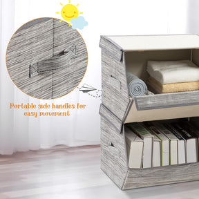 Giantex Stackable Storage Bins Set of 4, Foldable Non-woven Fabric Storage Box with Magnetic Secured Lids