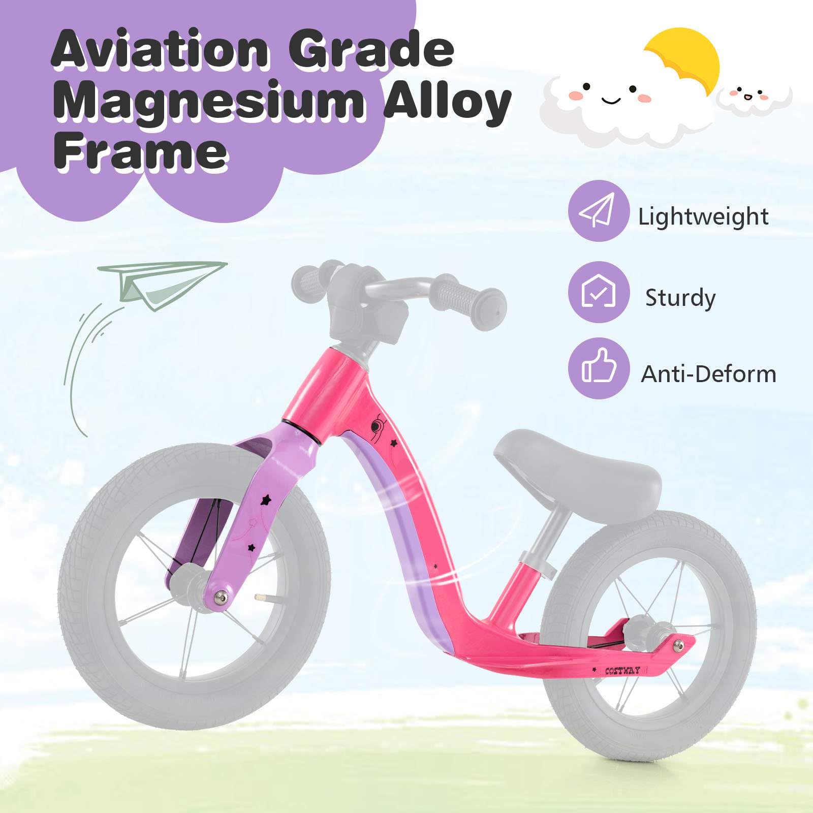 12-Inch Magnesium Alloy Frame Toddler Bike w/Adjustable Seat