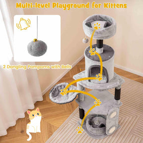 Tall Cat Tree Multi-level Large Cat Tower w/Sisal Scratching Posts &Board Indoor