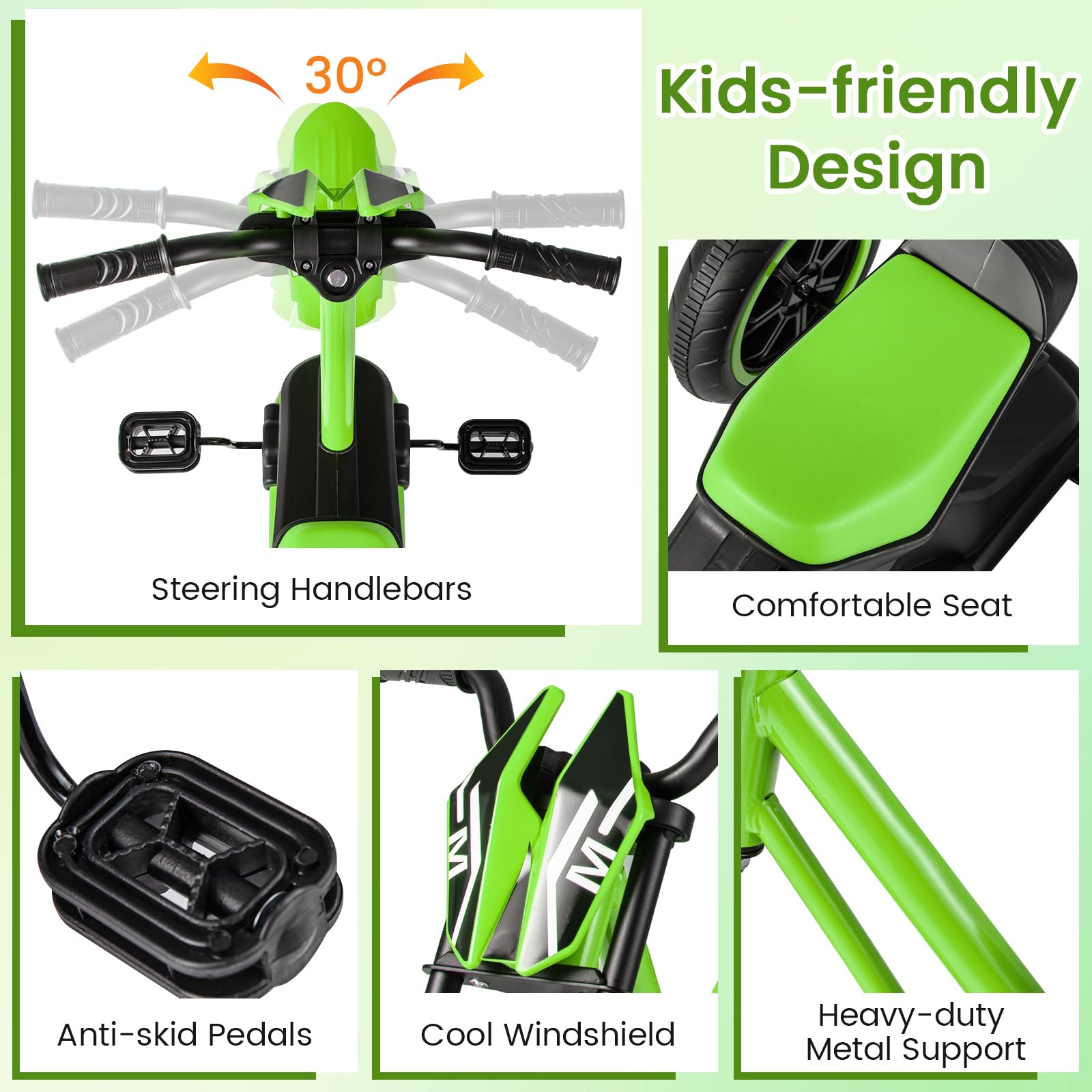 Kids Tricycle, 3-Wheel Toddler Bike with Foot Pedals, Forward/Backward