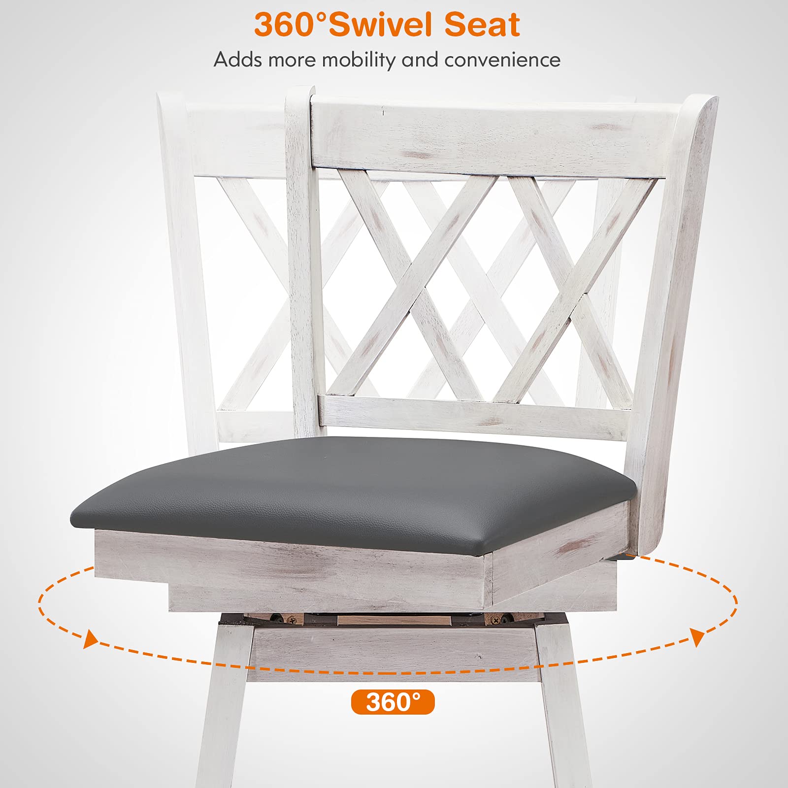 Giantex Set of 2 Bar Stool, Counter Height Barstool W/Foot Rest Upholstered Cushion