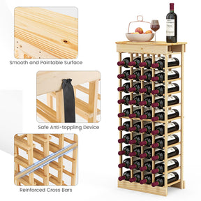 Giantex 40 Bottles Modular Wine Rack, Solid Wood Wine Bottle Holder with Anti-toppling Device