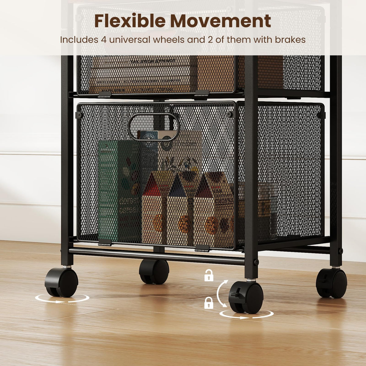 Rolling File Utility Cart w/ 2 Drawers, Lockable Wheels for Home Office