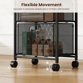 Rolling File Utility Cart w/ 2 Drawers, Lockable Wheels for Home Office