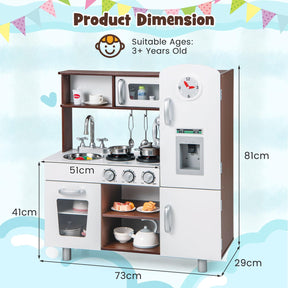 Kids Kitchen Playset, Pretend Play Kitchen Toy w/Realistic Sounds & Lights