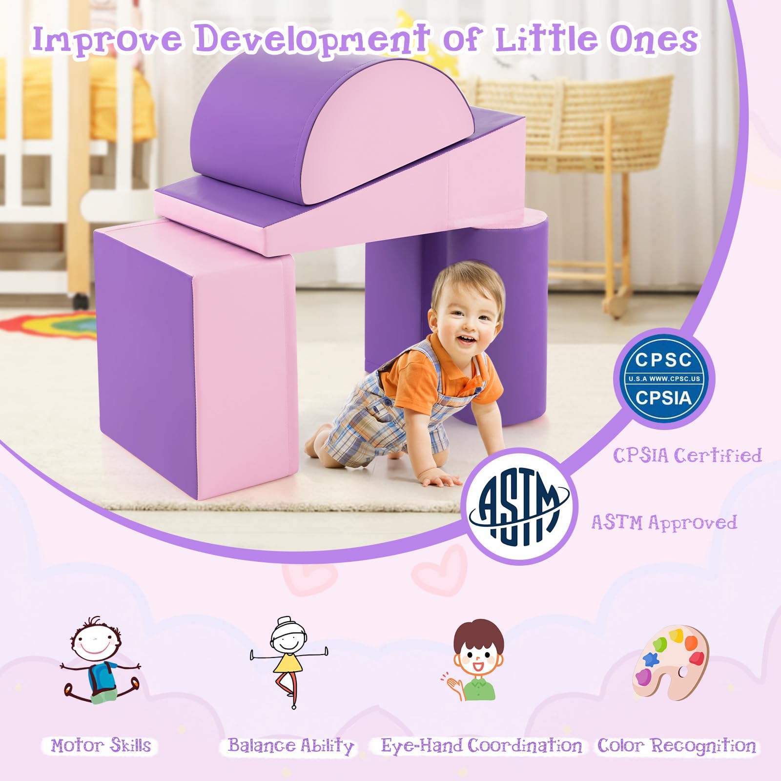 Kid Crawl Climb Foam Shapes Playset for Toddler