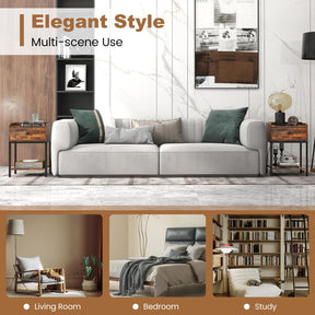 Giantex Bedside Table, Industrial Nightstand Sofa Side Table with Drawer and Open Storage Shelf