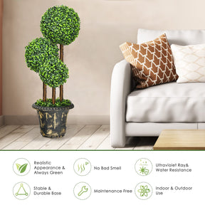 Giantex Topiary Artificial Tree, Fake Greenery Plants w/Realistic Leaves, Decorative Pot