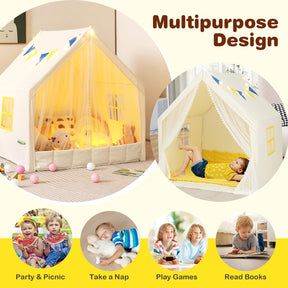 Large Play Tent, Kids & Toddlers Playhouse with Washable Cotton Mat