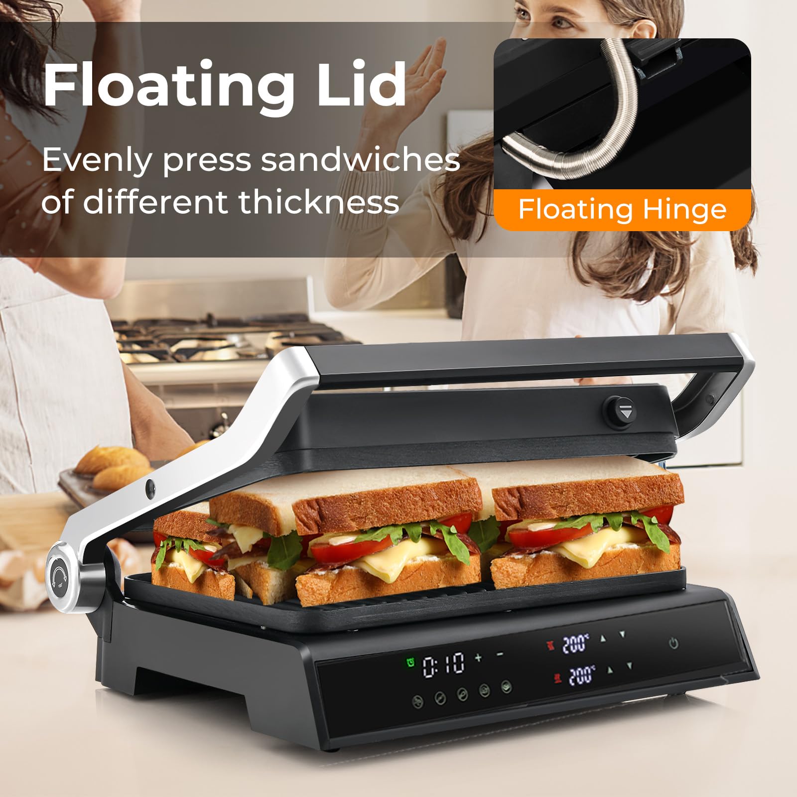 3 in 1 Indoor Grill with Nonstick Grill Plates & Removable Drip Tray