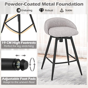 63 cm Upholstered Bar Stools Set of 2 Counter Height Swivel Barstools w/Footrest