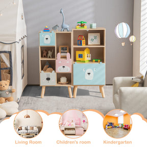 HONEY JOY 3-Tier Kids Wooden Bookshelf, Storage Shelf for Toddlers