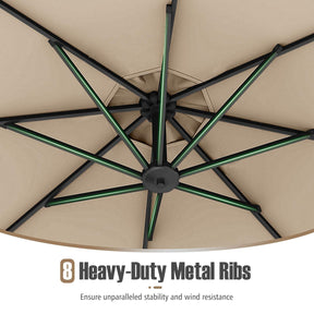 3M Offset Hanging Umbrella with Base Patio Cantilever Umbrella