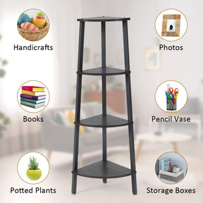 Giantex 4-Tier Corner Shelf, Lightweight Wood Look Organizer w/Metal Frame, Multipurpose Storage Shelf
