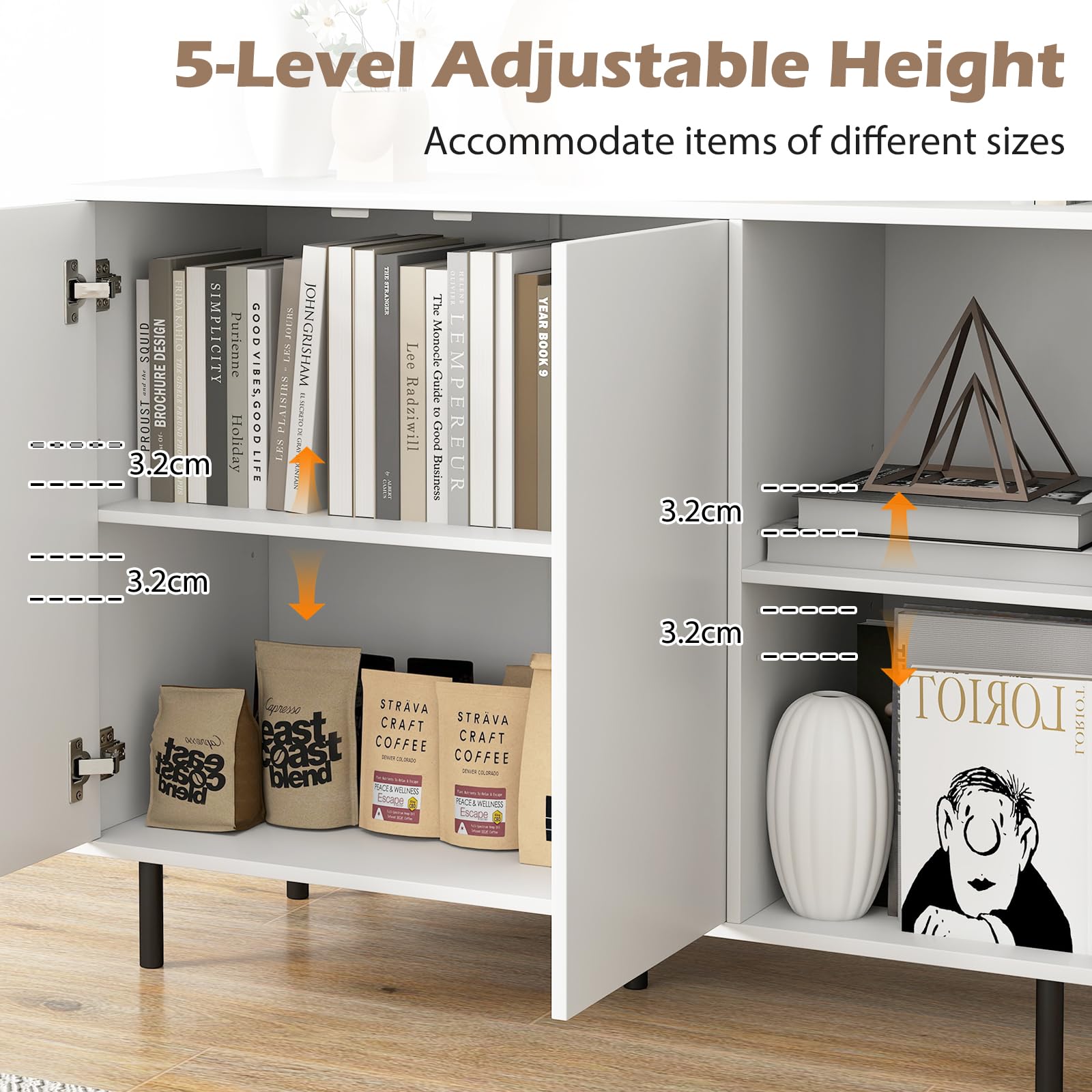 Giantex 106 cm Sideboard Buffet Cabinet, Modern Kitchen Storage Cabinet