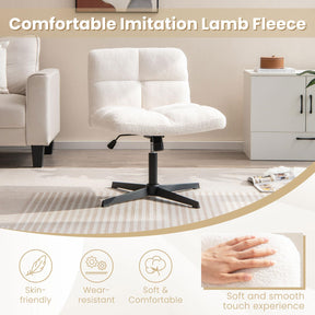 Giantex Cross Legged Office Chair Armless Office Desk Chair w/Imitation Lamb Fleece