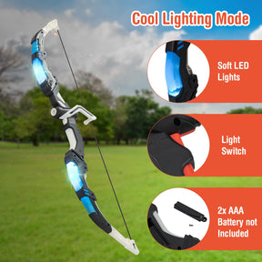 Youth Archery Bow Set, Bow and Arrow Toys for Kids with LED Light Up Bow, 20 Suction Cup Arrows