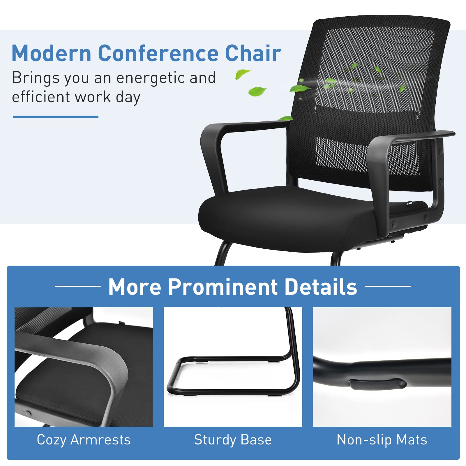 Giantex Visitor Chair, Meeting Room Chair w/Adjustable Lumbar Support