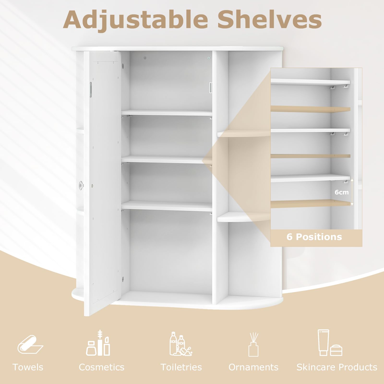 Giantex Bathroom Medicine Cabinet with Mirror, Wall Mounted Storage Cabinet w/Single Mirror Door