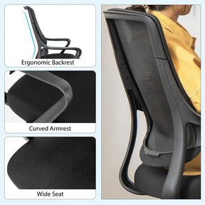 Giantex Ergonomic Office Chair, Modern Breathable Mesh Chair w/Curved Backrest & Armrest