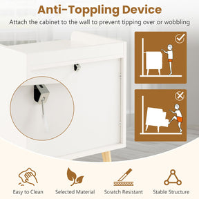 Modern End Table Bedside Table with 2 Rattan Decorated Drawers for Small Spaces