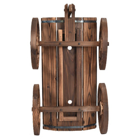 Giantex Wood Wagon Flower Planter Pot Stand