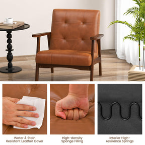 Giantex Mid Century Modern Accent Chair, Living Room Arm Chair with Solid Rubber Wood Frame