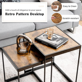 Giantex Nesting Coffee Tables, Set of 2 End Tables, Space Saving Design Side Tables