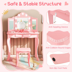 Kids 2-in-1 Vanity Table and Stool Set