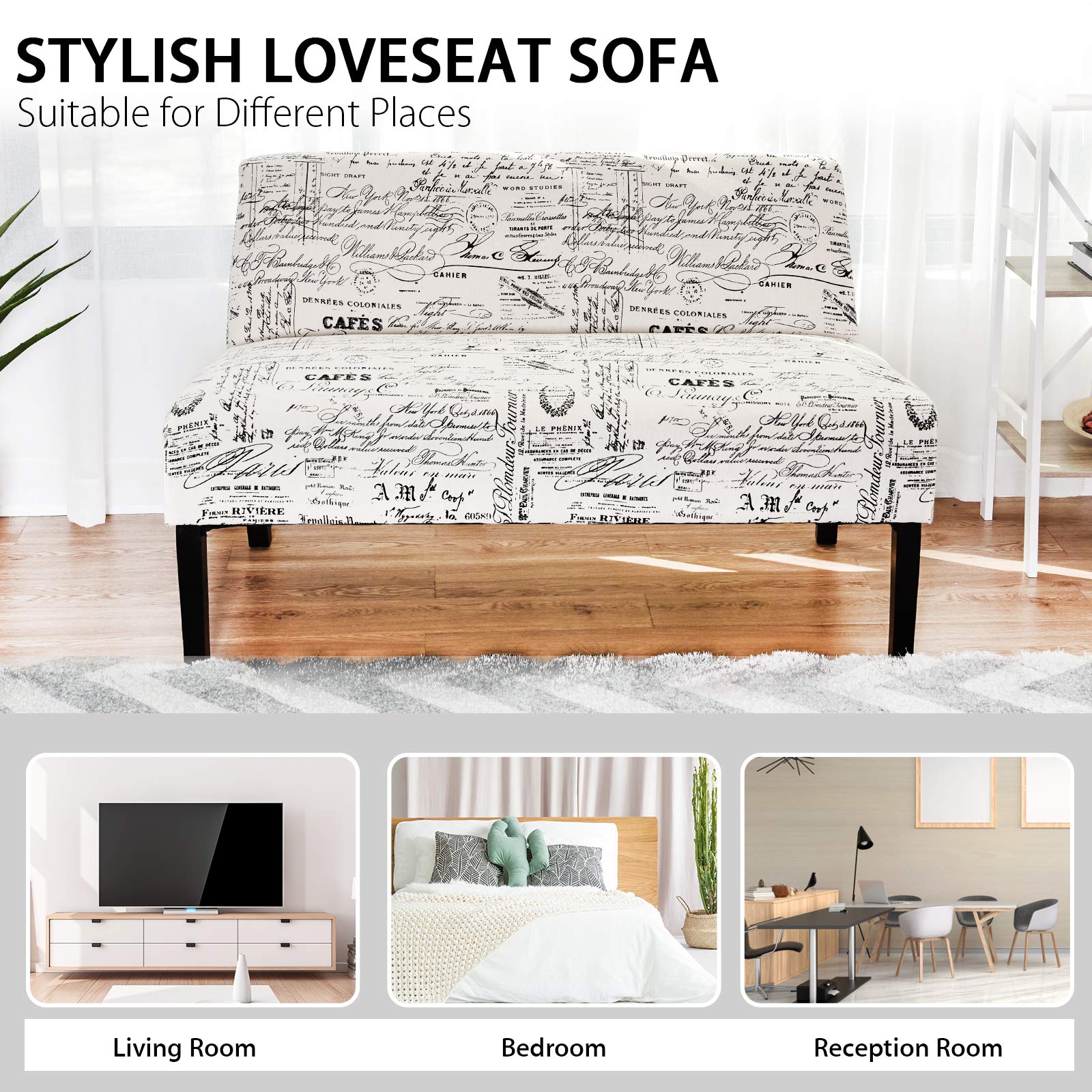 Giantex Armless Loveseat Sofa, 2-Seater Sofa