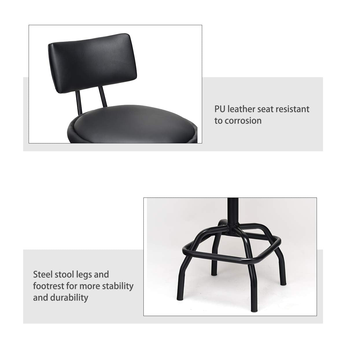 Giantex Adjustable Height Bar Stool, 360 Degree Swivel barstool, Black