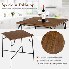 Giantex 5-Piece Bar Table Set, Vintage Counter Height Square Table w/ 4-Piece Classic Backless Stools, Rustic Brown