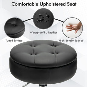 Vanity Stool with Storage, 360° Swivel PU Leather Vanity Chair, 50-66cm Height Adjustable Makeup Stool with Flipped Lid