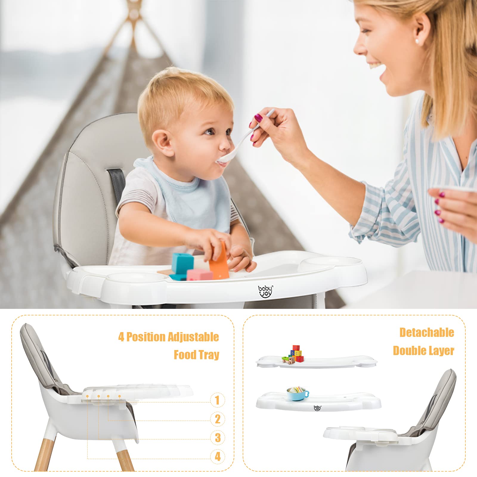 5 in 1 High Chair, Convertible High Chairs for Babies and Toddlers/Booster Seat/Table and Chair Set