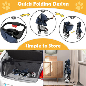 Giantex Folding Dog Stroller for Small Medium Dogs Cats Puppy