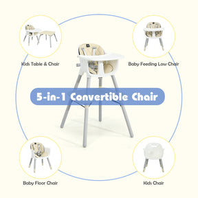 BABY JOY 5 in 1 Convertible Baby High Chair